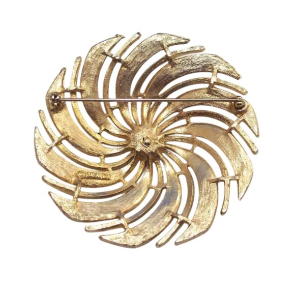 Sarah Coventry Windmill Slotted Round Bead Pin Brooch Gold Tone - Picture 3 of 5
